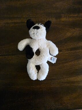 Jellycat Black and White Puppy Plush Rattle Toy